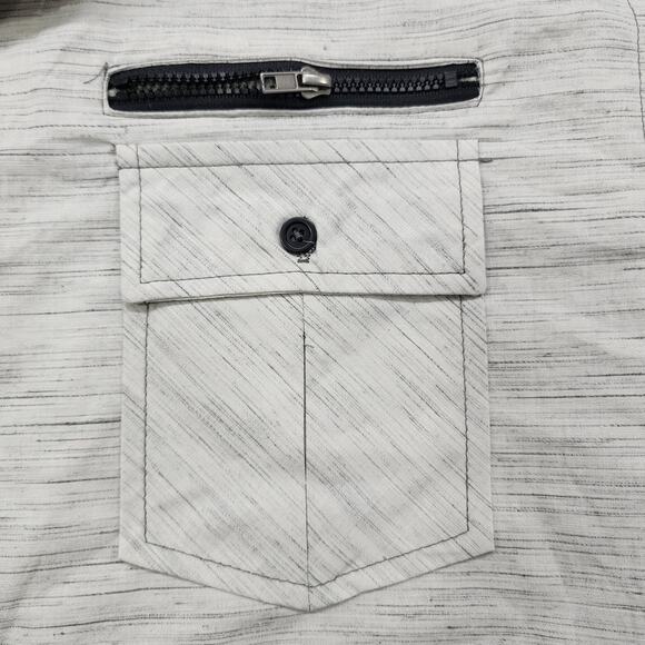 NEW Eighty Eight Platinum Shirt Mens XXL Gray Striped Cotton Button Up Roll Tab - Picture 4 of 13